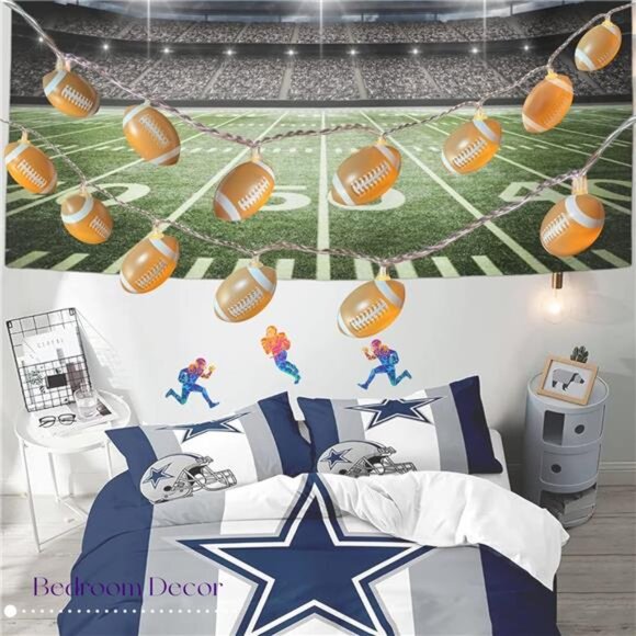 Football String Lights Indoor LED Battery Powered Sport Party Room Decor Gift - Picture 3 of 7